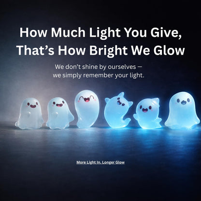 Luminous Ghosts Mini Artificial Decorations for Home Corners Decorations for Car Dashboard Office Desk Bedroomn Shelves Nightstand Miniature Figurines 6Pcs with Light Filling Mini Torch Gift Box Ready