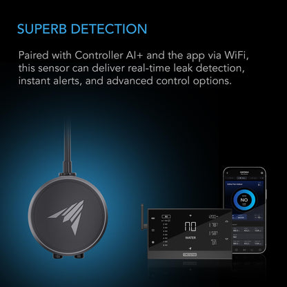 AC Infinity Water Detection Sensor Exclusively for AI Controllers, Monitor Presence of Water in Gardens, Grow Tents, Grow Spaces, Suction and Magnetic Mounting, IP68 Seal Protection