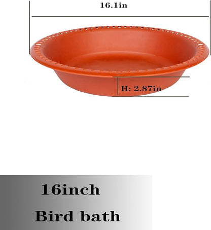OVZILKI Bird Baths for Outdoors Heavy Duty, 16 inch BirdBath Bowl Only with Rust-Proof Black Chains, Hanging Bird Bath Hanging Bird-Feeder for Garden Backyard Decor (Terracotta 1 Pack)