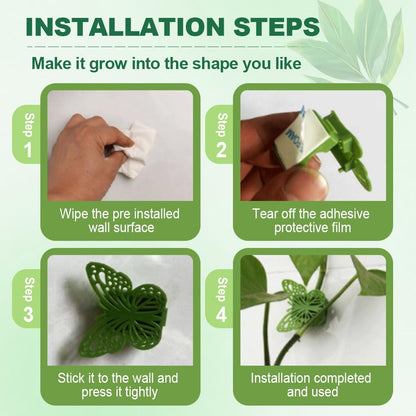Plant Climbing Wall Fixture Clips, 2026 New Butterfly Leaf Shape Wall Plant Support Hook, Invisible Plant Support Clips Vine Traction Holders for Climbing Plants Indoor Outdoor (200 PCS, Butterfly)