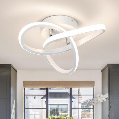 CANEOE Modern Led Ceiling Light Fixtures,4500K Daylight White Semi Flush Mount Hallway Ceiling Light for Bedroom Bathroom Kitchen Balcony Laundry Room Stair Ceiling Lamp Curved Design (White, 4500K)