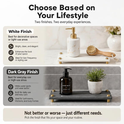 Razborci Water Absorbing Stone Sink Caddy Kitchen Sink Organizer Tray, Diatomite Bathroom Counter Tray, Gold Faucet Drying Mat Coaster Soap Dish Rack Riser Dispenser Sponge Holder, White 10" x 4"