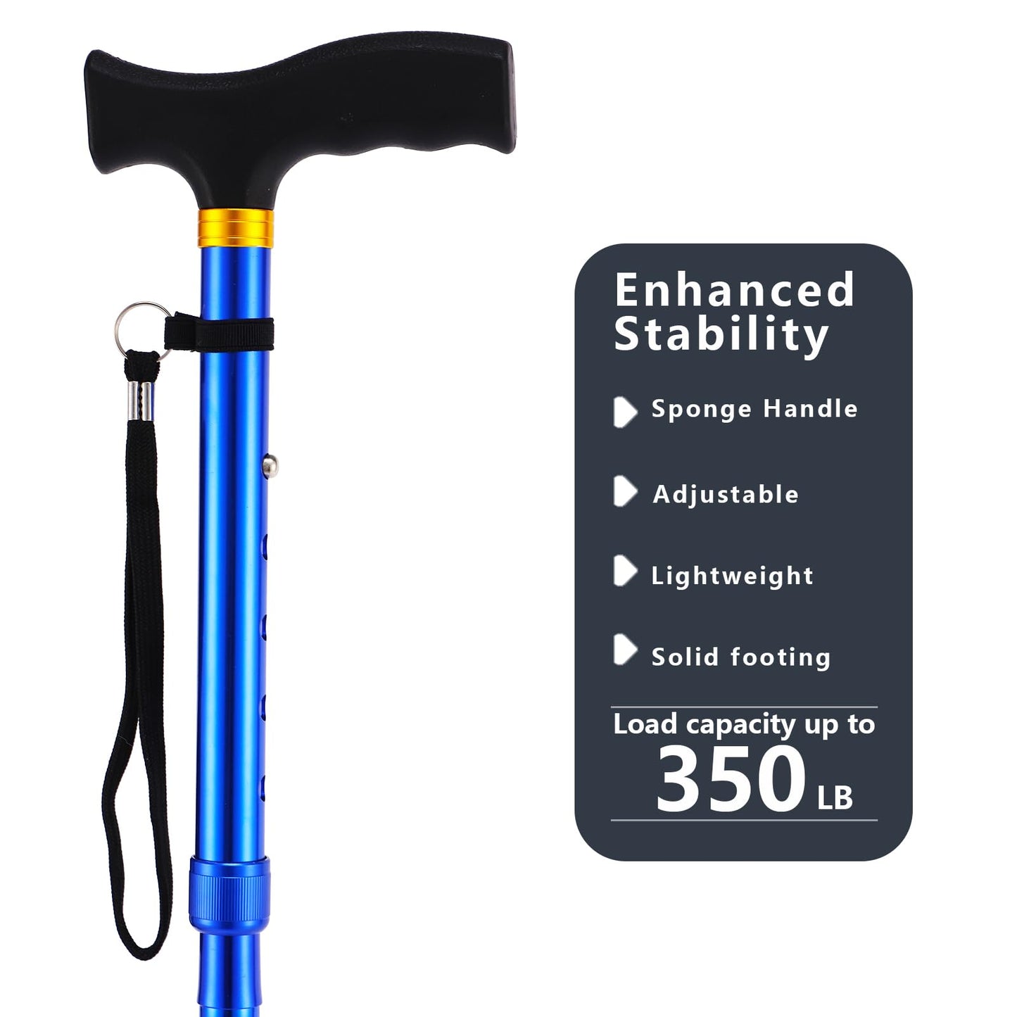 LIXIANG Walking Cane for Women for Stability Balance Folding Foldable Canes for Men Heavy Duty Collapsible Fashionable Decorative Cane Pure Blue