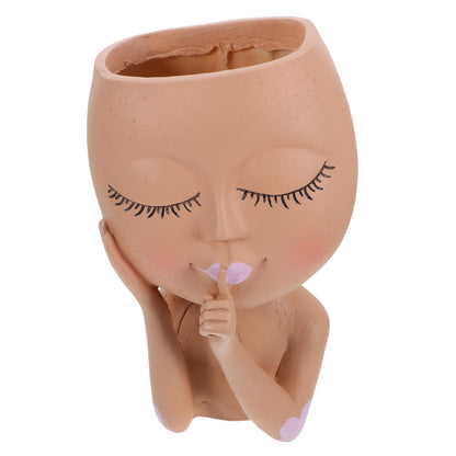 TOYANDONA Resin Face Flower Pot Planter for Indoor Plants, Unique Succulent Plant Container with Fun Design, Decorative Garden Pot for Home and Office Use