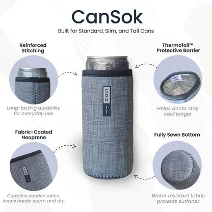 Sok It CanSok Sleeve for Beer & Soda Insulated Neoprene Cover (Fright Night Lights, 12oz Slim Can Sleeve)