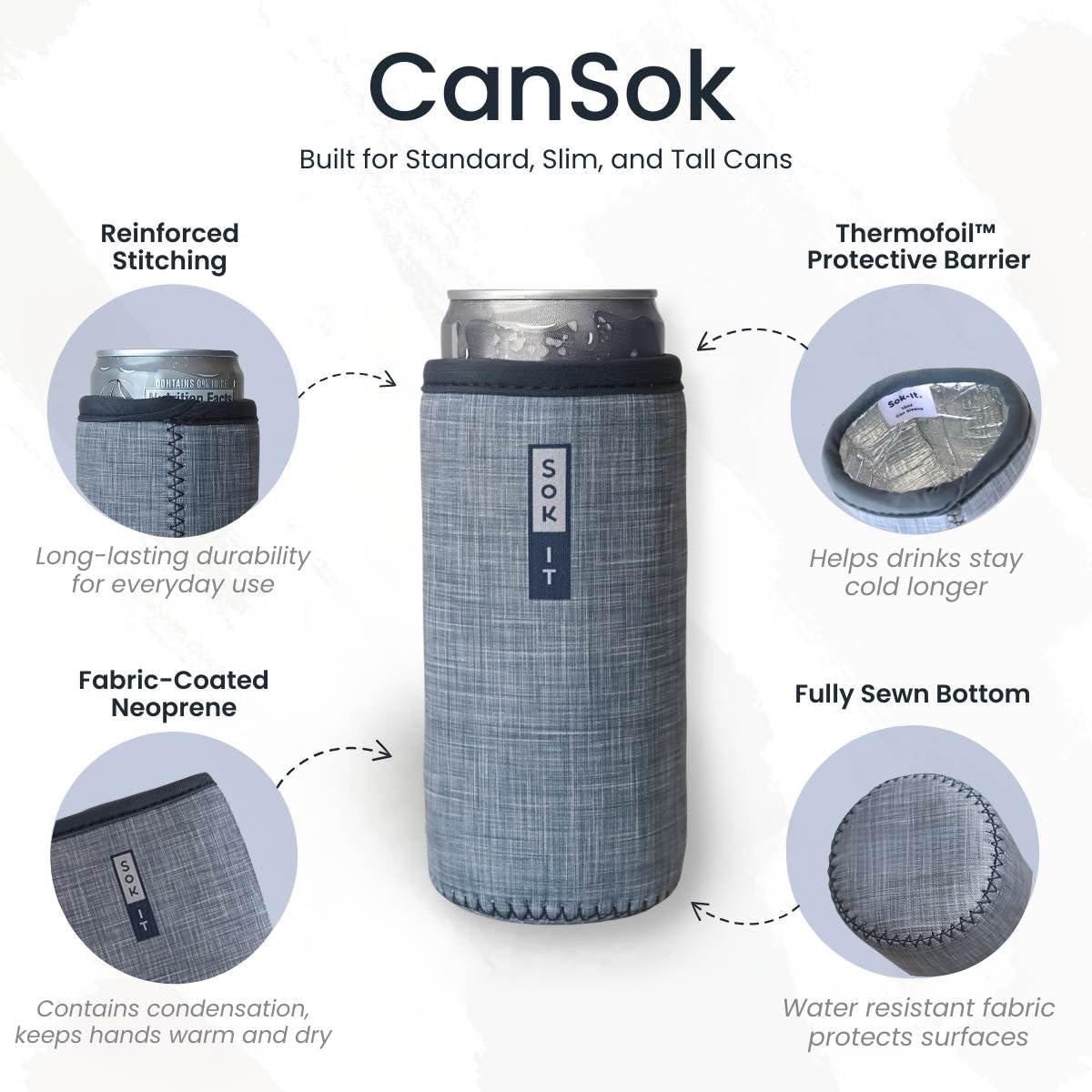 Sok It CanSok Sleeve for Beer & Soda Insulated Neoprene Cover (Spooky in Pink, 12oz Slim Can Sleeve)