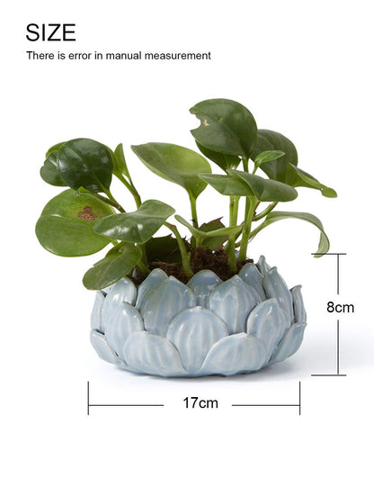 SEINHIJO Indoor Planter Ceramic Succulent Cactus Pot Flower Gift Modern Decor Art for Living Room Office Home Blue 7.1inch