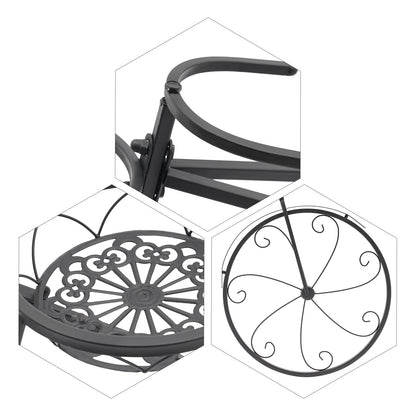 lxrnqcey Bicycle Plant Stand, Three-wheeled Plant Stand, Outdoor Planter, Metal Standing Flower Holder Plant Stands for Patio, Deck, Garden or Lawn