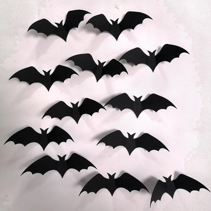 Adam Victor 3D Bats Wall Stickers, Halloween Decors- 36 Black Bats and 36 Red Bats- Halloween Party Decoration