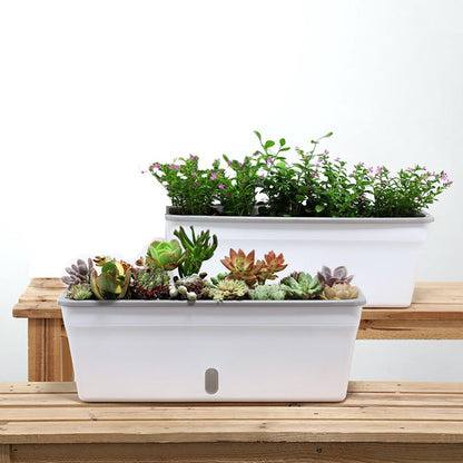 Self Watering Pots for Indoor Plants Rectangular Planter 2 Pack 17.32 inch , Water Level Window Prevent Overwatering for Herbs Vegetable Succulents Strawberry Pot for Garden Windowsill Indoor Outdoor