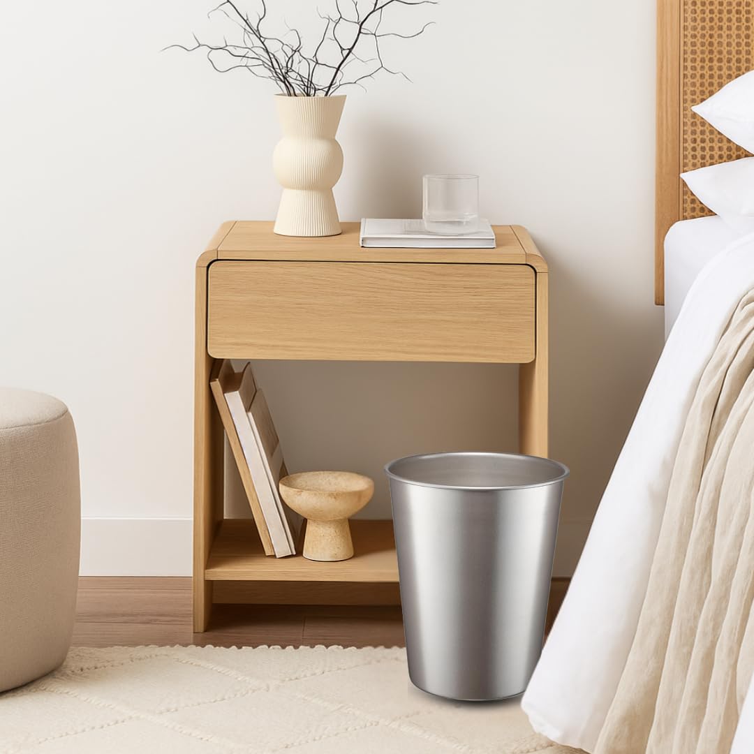 Monarch Abode Metal Bathroom Trash Can – Waste Basket for Bedroom, Office Desk, & Dorm, Handcrafted, Durable Decorative Pewter Small Trash Can Bathroom Garbage Bin Wastebasket