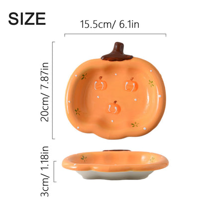REAIJUNPIN Ceramic Jewelry Dish Tray, Room Decor Jewelry Tray, Ring Holder for Women, Fruit Trinket Dish, Jewelry Tray, Cute Jewelry Plate Bowl Room Decor Aesthetic (Pumpkin)
