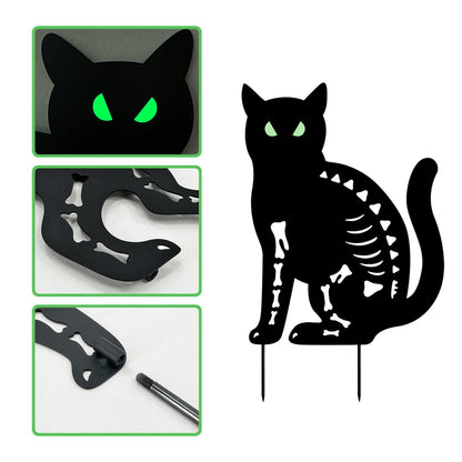 YY Gardenia Halloween Decorations Outdoor,2 Pack Spooky Metal Black Cat Garden Stake,Outdoor Halloween Decorations