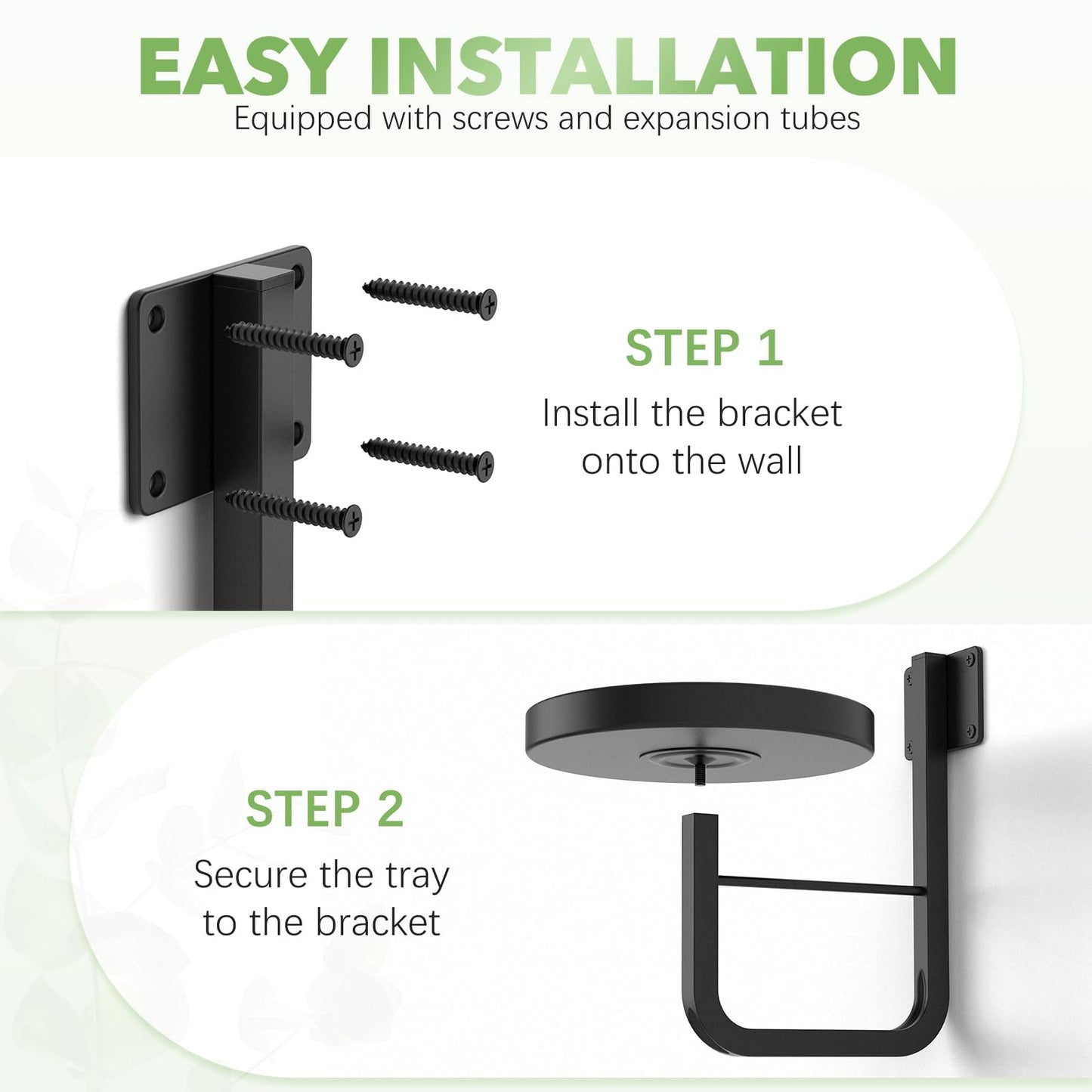 JOPBENG Wall Plant Holder, 7.9 Inch Hanging Plant Holder Wall Planters for Indoor Plants, Wall Mounted Plant Holder Window Plant Shelves for Outdoor Metal Wall Planter Black 2Pcs