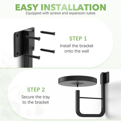 JOPBENG Wall Plant Holder, 7.9 Inch Hanging Plant Holder Wall Planters for Indoor Plants, Wall Mounted Plant Holder Window Plant Shelves for Outdoor Metal Wall Planter Black 2Pcs