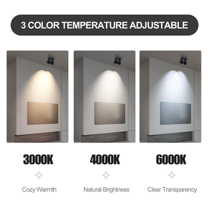 HITOO Ceiling spot Lights Indoor, Ceiling Accent Lights 3000-6000K Selectable, 20W Dual Head LED Spot Lights, CRI 98, 220° Directional, Black Ceiling Spotlight for Kitchen, Plant, Living Room
