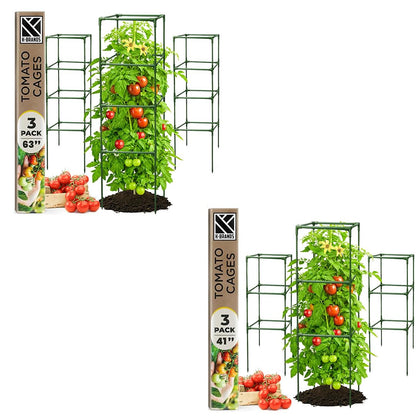 Tomato Cage Square - Large Trellis Stakes and Plant Support Structures for Vegetables and Climbing Plants - Tall Tomato Cages for Garden, Pots, Raised Garden Bed Outdoor Supplies