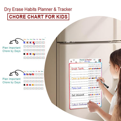 LAMBOCK 4 PCS Reusable Dry Erase Habit Tracker & Goal Planner |8.3 x 11.7''| with 6 PCS Magnetic Dry Erase Markers, Used as Fitness Planner, Reward, Behavior Chart & Chore Chart for Kids and Adults…