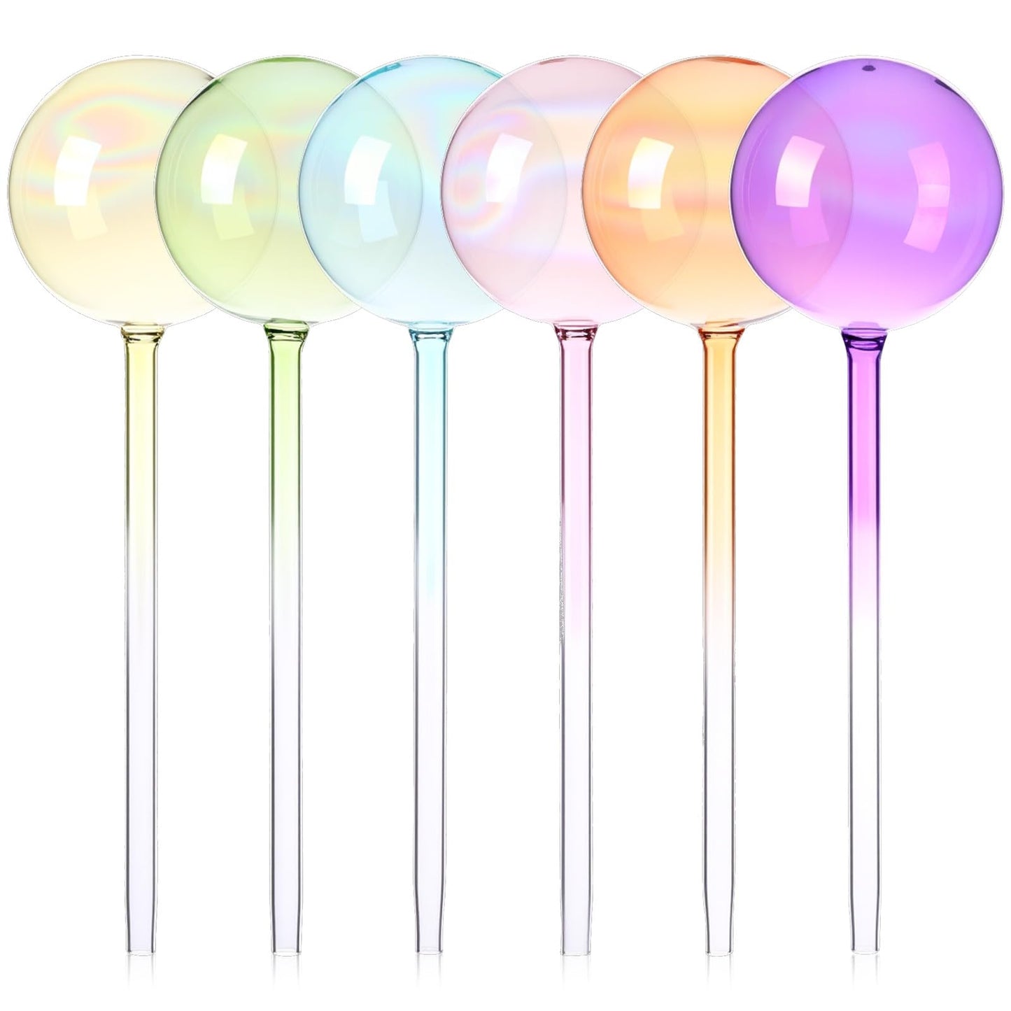 Maxdot 6 Pcs 6.7 Oz Plant Watering Globes Glass Automatic Self Watering Planter Bulbs Self Feeder Balls Irrigation Device Auto Waterer Planter Insert Stakes for Indoor Outdoor Garden Potted