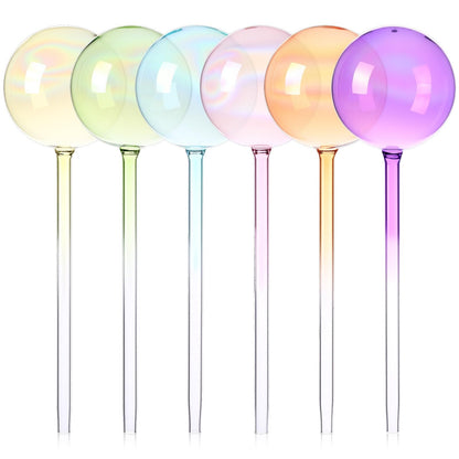 Maxdot 6 Pcs 6.7 Oz Plant Watering Globes Glass Automatic Self Watering Planter Bulbs Self Feeder Balls Irrigation Device Auto Waterer Planter Insert Stakes for Indoor Outdoor Garden Potted