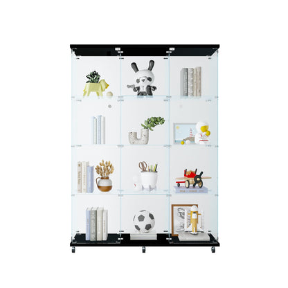 Ball & Cast Glass Display Cabinet with 4 Shelves,Trophy Showcase,Floor Standing Curio Bookshelf,for Living Room Bedroom Office,(64.7"*31.7"*14.3"),Black