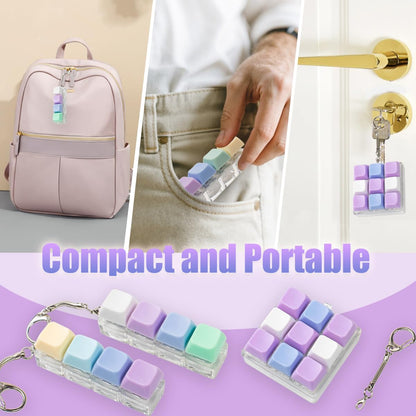 3 Pcs Keyboard Fidget Toy, Purple Loud Fidget Keyboard Keychain 4-in-1 Keyboard Clicker Fidget Toy Stress Relief, 9Key Fidget Clicker Toys for Anxiety Decompression, Purple