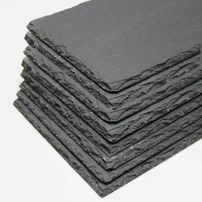 GDYIHANG 12 x 9Inch 8 Pack Slate Cheese Board with Natural Edge for Kitchen Dining Party, Charcuterie Stone Plates for Cake Fruit Meat Appetizers Dried Fruits Display Chalkboard, Set of 8