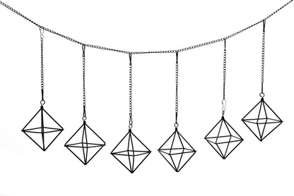libproqia Small Air Plants Holders Black Hanging Airplants Hangers Iron Wire Airferns Display Frame Geometric Tillandsia Air Planter with Chains for Wall Mounted Himmeli Decor 6pcs(No Plants)
