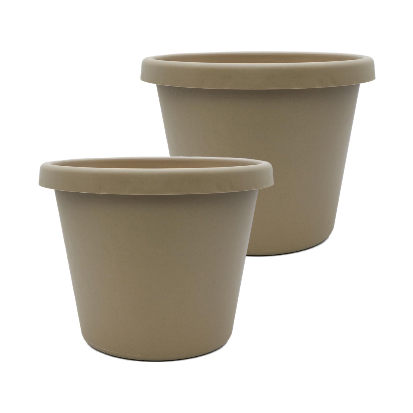 The HC Companies 20 Inch Prima Round Planter Pots with Drainage Holes and Rolled Rim, Lightweight UV-Resistant Plastic Indoor & Outdoor Planters, 2-Pack Flower Pots for Garden & Home Decor, Sandstone
