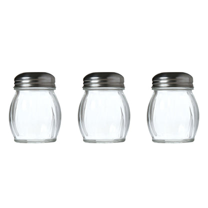 Servette Home 4.75 Ounce Round Glass Spice Jar with Metal Shaker Lid (Set of 3)
