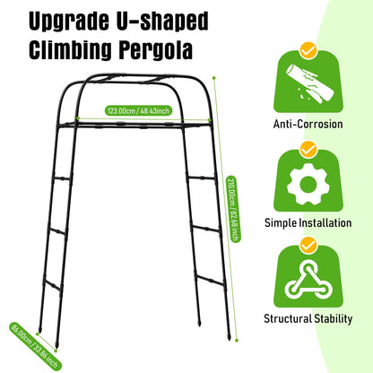 7ft Garden Arch Trellis for Climbing Plants Outdoor-Heavy Duty Metal Cucumber Trellis for Raised Beds- Tall Steel Vegetable Arbor for Climbing Vine Fruit Flower Yard Lawn Arch Tunnel Trellis