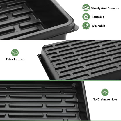 RooTrimmer 5 Pack Seedling Starter Trays No Holes and 5 Pack 54 Cell Seed Starter Trays Extra Deep 2.8" - Heavy Duty Plastic Nursery Trays for Seed Germination & Plant Propagation (5 Sets)