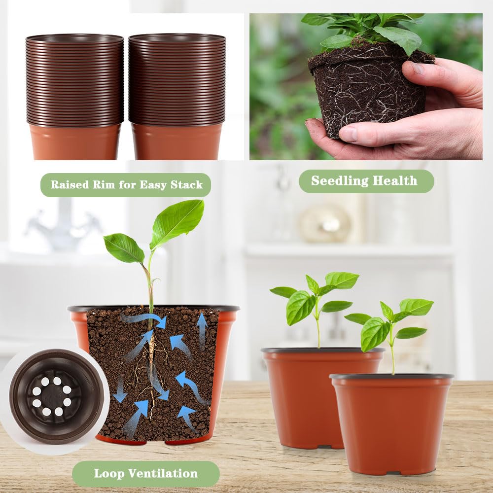 Bluckincle 100 Pcs 4 Inch Plant Nursery Pots and 8 Pack 5.5 Inch Plant Pots Indoor Outdoor