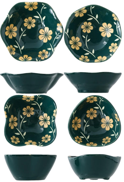 yaocoral 4 Pack 3 oz Cute Japanese Sakura Soy Sauce Dish Small Dipping Sauce Bowls Ceramic Sushi Dipping Bowls for Sushi,Side Dish,Ketchup,Dips,Condiment,Snack,BBQ Party