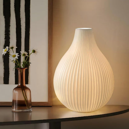 RONDURE 11.0" Modern Ceramic Table Lamp, Fully Dimmable Bedside Lamp for Bedroom Living Room Nightstand, White Translucent Ceramic Shade, Warm Ambient Decorative Corded Lighting, Bulb Included