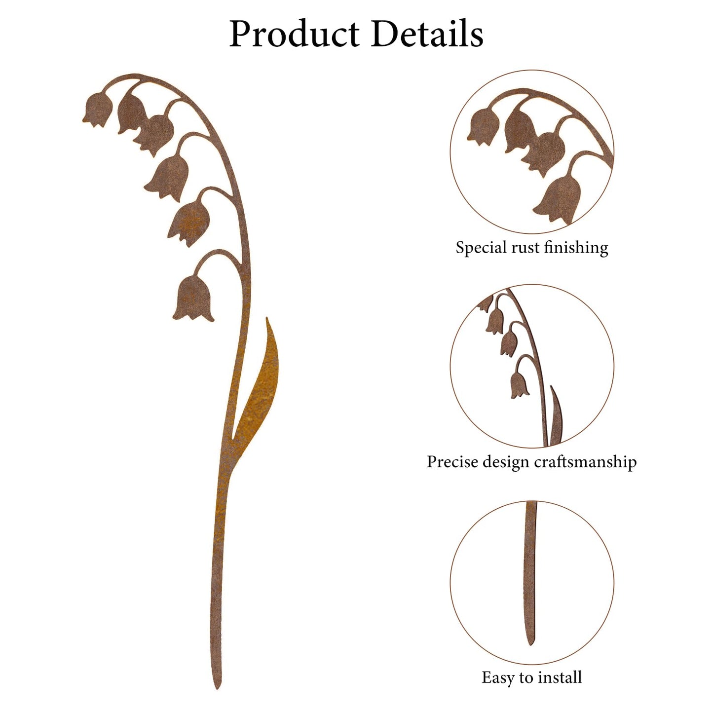 15 Pack Rusty Metal Garden Stakes, Included 10 Metal Fern Plants&5 Bird Silhouettes Outdoor Decorative Plant Stakes Metal Flowers Rustic Yard Art Fence Decor for Outside Potted Plants Lawn Courtyard