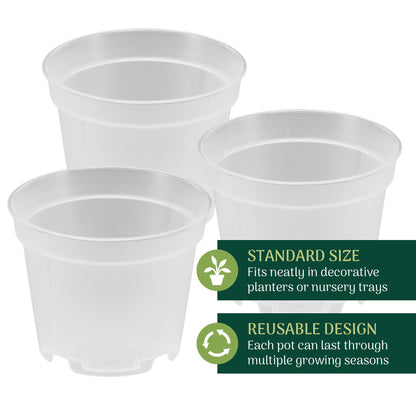 Arcadia Garden Products [25-Pack [2-inch ] Clear Nursery Pot with Drainage Holes, Heavy Duty Plastic Injection Mold Transparent Grow Pot for Orchids, Seedlings, Plant Cuttings, Clear