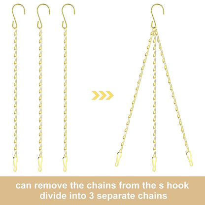 RIFNY Gold Chain for Hanging Plants, 24 Inch Small Plant Chains for Hanging Baskets Kits with Hooks for Bird Feeders Planters Billboards Lanterns Wind Chimes Ornaments Outdoor/Indoor Use (10 PCS)