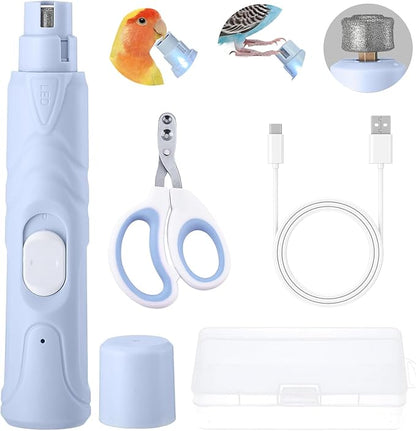 Bird Nail Grinder,Bird Beak Grinder,Silenced Bird Nail File with LED Lamp,Suitable for Budgerigars,Parakeets,Conure,Parakeets,Crested Myna,Lovebirds, Finches.