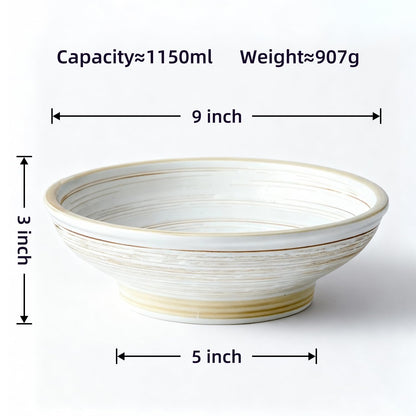 Rliguanrui 9 Inch Decorative Bowl, Embossed Textured Ceramic Centerpiece Bowl for Tabletop, Floral Fruit Display, Kitchen & Dining Serving Bowl, Farmhouse, Bohemian Home Deco