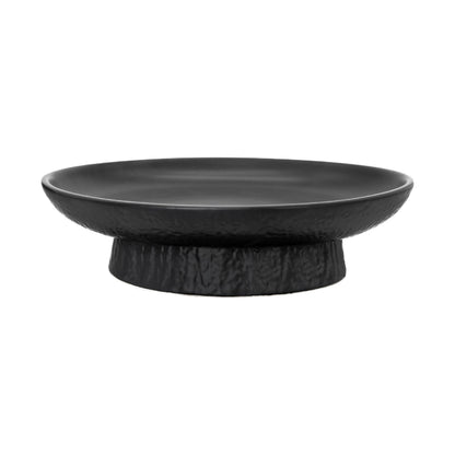 seicasaya 11 Inch Fruit Bowl Matte Black Ceramic Decorative Pedestal Centerpiece (Black)