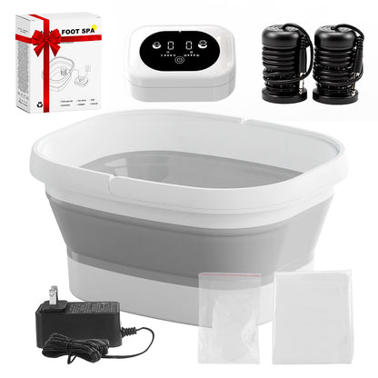 Ionic Foot Bath Detox Machine, Ionic Foot Spa to Remove Toxins with 2 Arrays, 80 Disposable Foot Bath Liners, Detoxification Sea Salt, Folding Bathtub, Gift for Women & Men