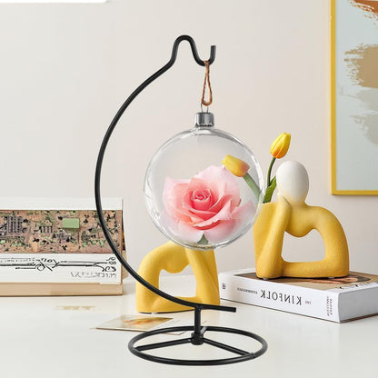 LEYAFADOCO Ornament Display Stand Holder Iron Hanger Air Plant Stand Flower Pot Holder Iron Stand for Hanging Glass Globe Ball ,Christmas Wedding Ornament, Home Office Decor (Mini-Moon)