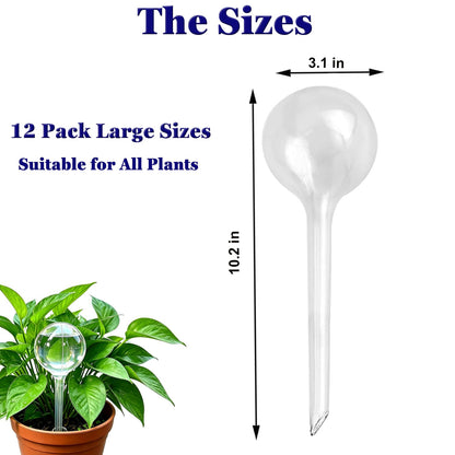 Kingbow Plant Self Watering Globes, Large 12pcs Durable Self Watering Bulb Up to 5 Days of Irrigation for Outdoor Indoor Plant, Automatic Plant Waterer Stake Ideal for Vacation & Daily Plant Care