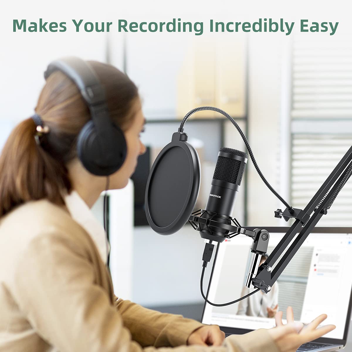 SUDOTACK USB Condenser Podcast Microphone for PC: Studio Microphone Kit with 192KHz/24bit Professional Sound Chipset Cardioid for Recording, Streaming, Gaming, Voice-Over, YouTube, Twitch (ST-800)
