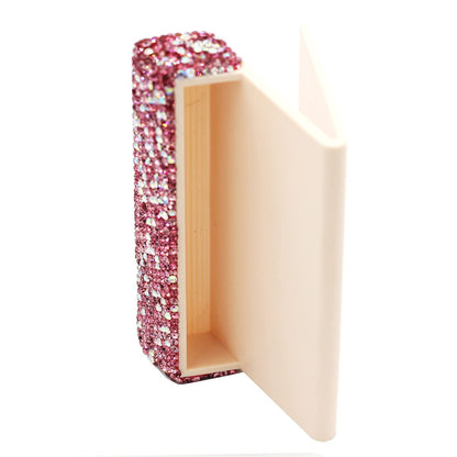 Bestbling Bling Rhinestone Crystal Business Card Holder for Desk Business Card Display Stand Desktop Business Card Holders (Pink)