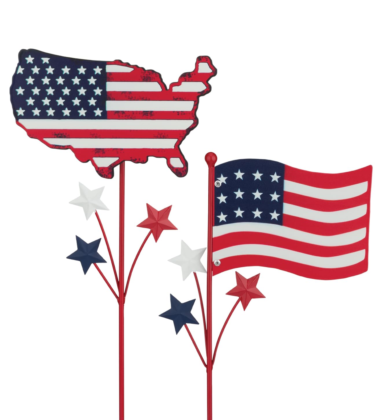 Regal Art & Gift Americana Garden Stake Set of 2, Patriotic Metal Plant Picks, Weather-Resistant Decorative Outdoor Art for Flower Beds and Potted Plants – Flag