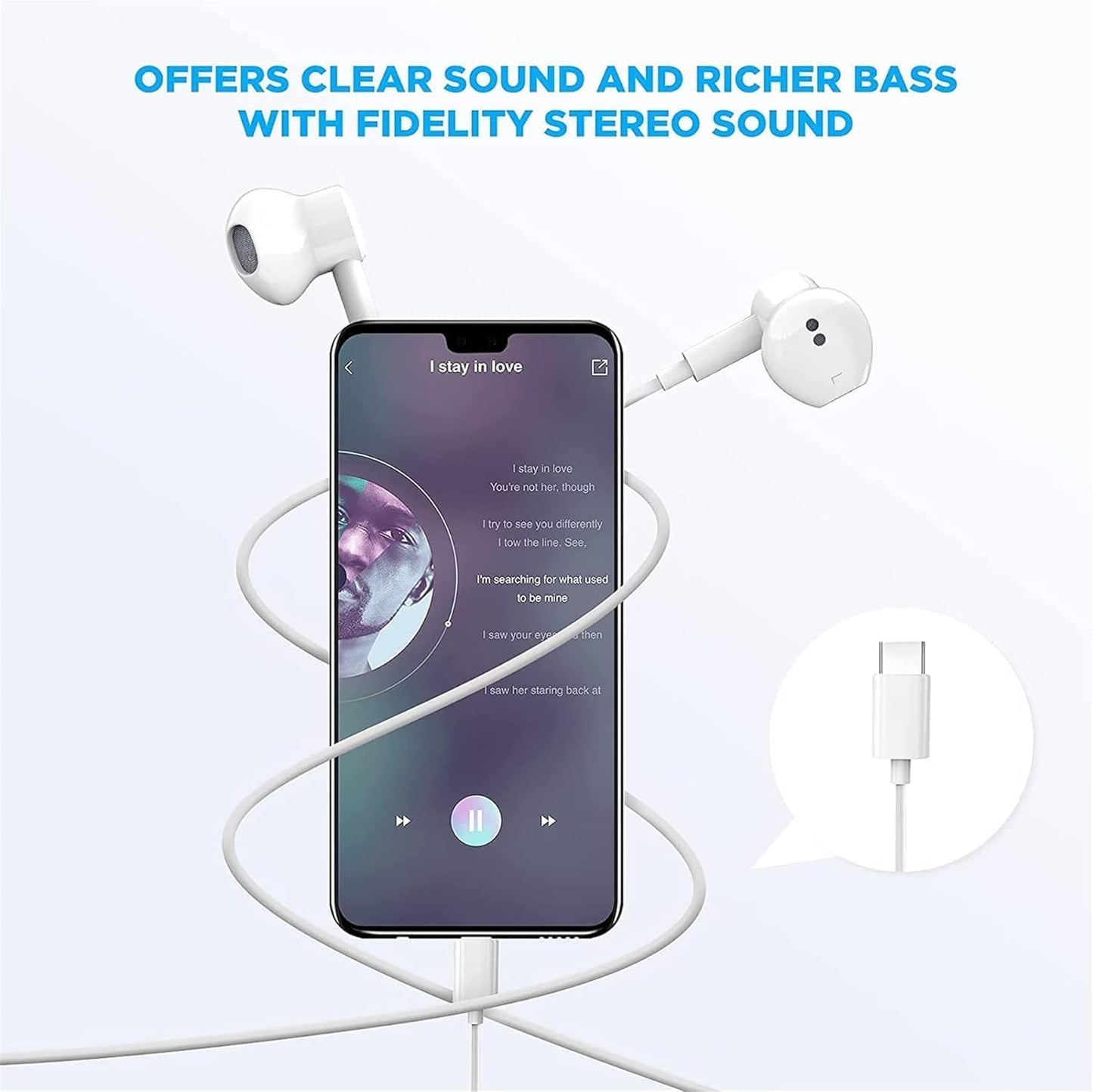 USB C Headphones for iPhone 17 16 15 Pro Max iPad Pro Type C Earbuds Wired Earphones with Mic & Remote Control Noise Cancelling for Pixel 8 7 6A 5 Galaxy S24 S23 S22 S21 S20