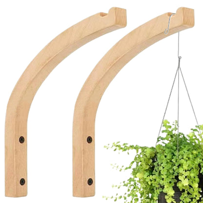 Jorzer 2PCS Plant Hooks for Wall, 8 Inch Wooden Plant Wall Hanger, Mounted Hanging Hook for, Lanterns, Flower Bracket, Wind Chimes