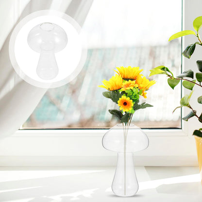 UPKOCH Mushroom Glass Vase Small 12x8cm Hydroponic Plant Terrarium Vase Decorative Glassware for Home and Office Desktop Flower Planter